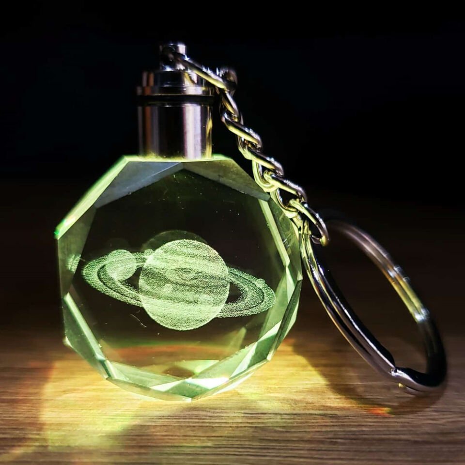 Satürn Gezegen Tasarım Işıklı Anahtarlık Şık Tasarımlı Fonksiyonel Ürün