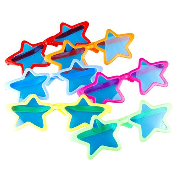 Büyük Yıldız Parti Gözlüğü Karışık Renk 12 ADET Şık Tasarımlı Fonksiyonel Ürün
