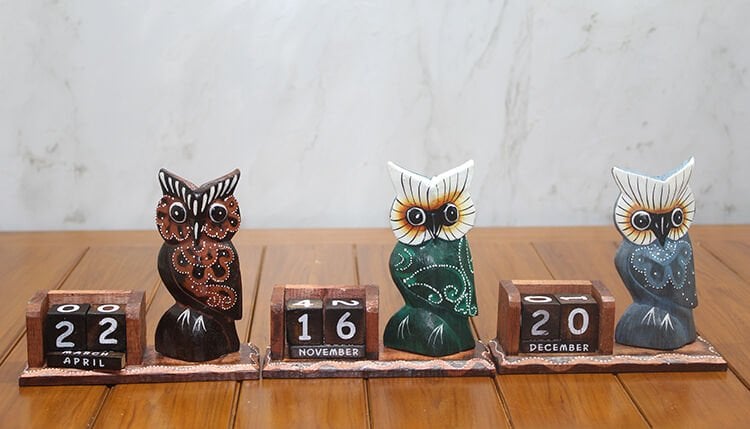 Ahşap Baykuş Takvim  Büyük Boy Şık Tasarımlı Fonksiyonel Ürün