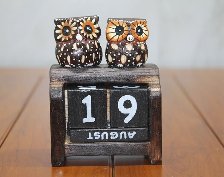 Ahşap Baykuş Takvim Küçük Boy Şık Tasarımlı Fonksiyonel Ürün