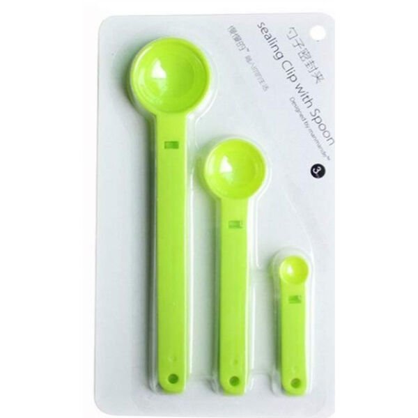 Ölçme Kaşıklı Poşet Klipsi 3'lü Paket Şık Tasarımlı Fonksiyonel Ürün