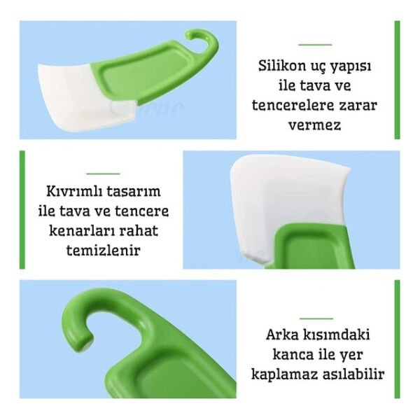 Silikon Uçlu Bulaşık Temizleme Kazıyıcı Spatula Şık Tasarımlı Fonksiyonel Ürün