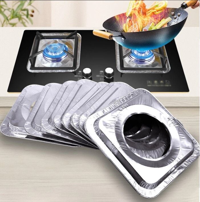 10 Adet Alüminyum Ocak Koruyucu Folyo Şık Tasarımlı Fonksiyonel Ürün