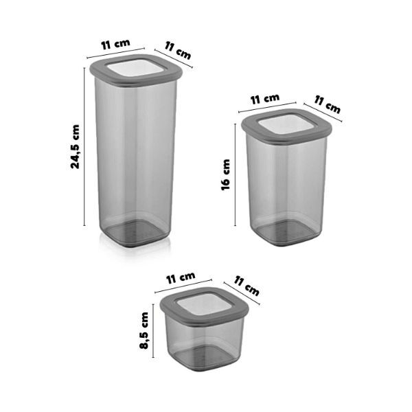 3 Boy Erzak Saklama Kabı Şık Tasarımlı Fonksiyonel Ürün
