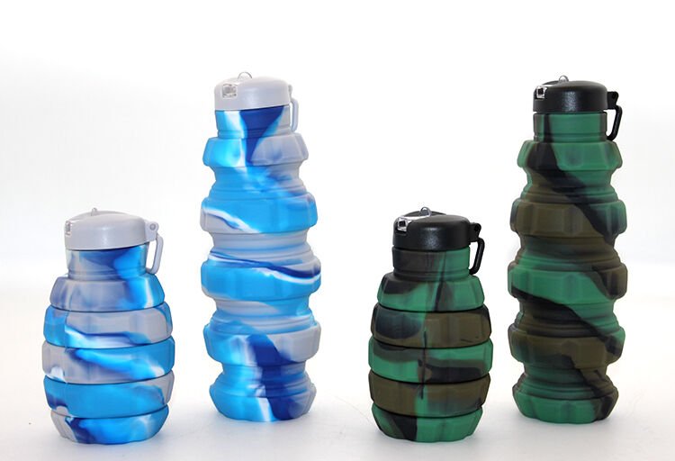 El Bombası Tasarımı Katlanabilir Portatif Silikon Su Şişesi 500 Ml Şık Tasarımlı Fonksiyonel Ürün