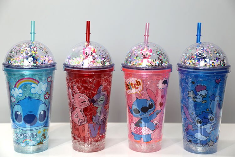 Sevimli Stitch Pipetli Işıklı Pullu Suluk Bardak 400 ml Çok Fonksiyonel Ürün