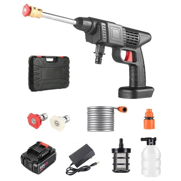 48V Şarjlı Çift Bataryalı Taşınabilir Basınçlı Yıkama Sulama Tabancası Şık Tasarımlı Fonksiyonel Ürün