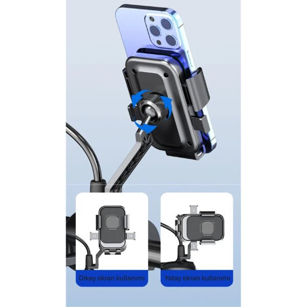 360° Dikiz Aynası Bisiklet Motosiklet Telefon Tutucu Şık Tasarımlı Fonksiyonel Ürün