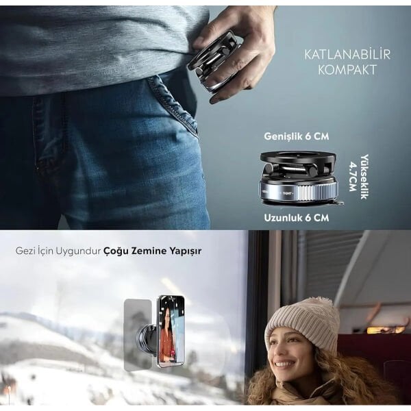 Vakumlu Manyetik Araç İçi Telefon Tutucu Şık Tasarımlı Fonksiyonel Ürün