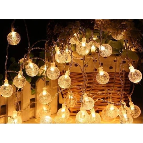 5m 28 Led Kristal Top Gün Işığı Şeffaf Kablo Fişli Eklemeli Çok Fonksiyonel Ürün