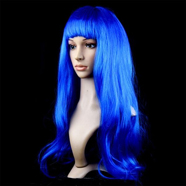 Mavi Renk Uzun Parti Peruğu Şık Tasarımlı Fonksiyonel Ürün