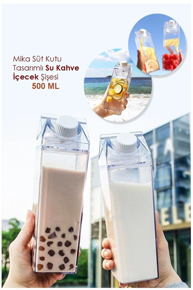 Süt Kutusu Tasarımlı İçecek Şişesi Şık Tasarımlı Fonksiyonel Ürün