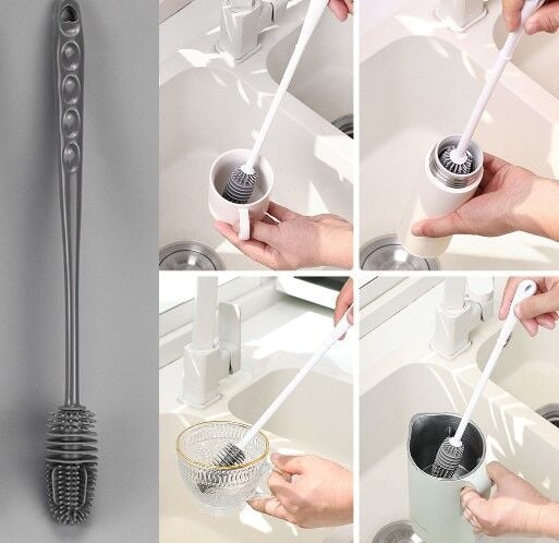 Uzun Saplı Silikon Biberon ve Kavanoz Yıkama Fırçası Şık Tasarımlı Fonksiyonel Ürün