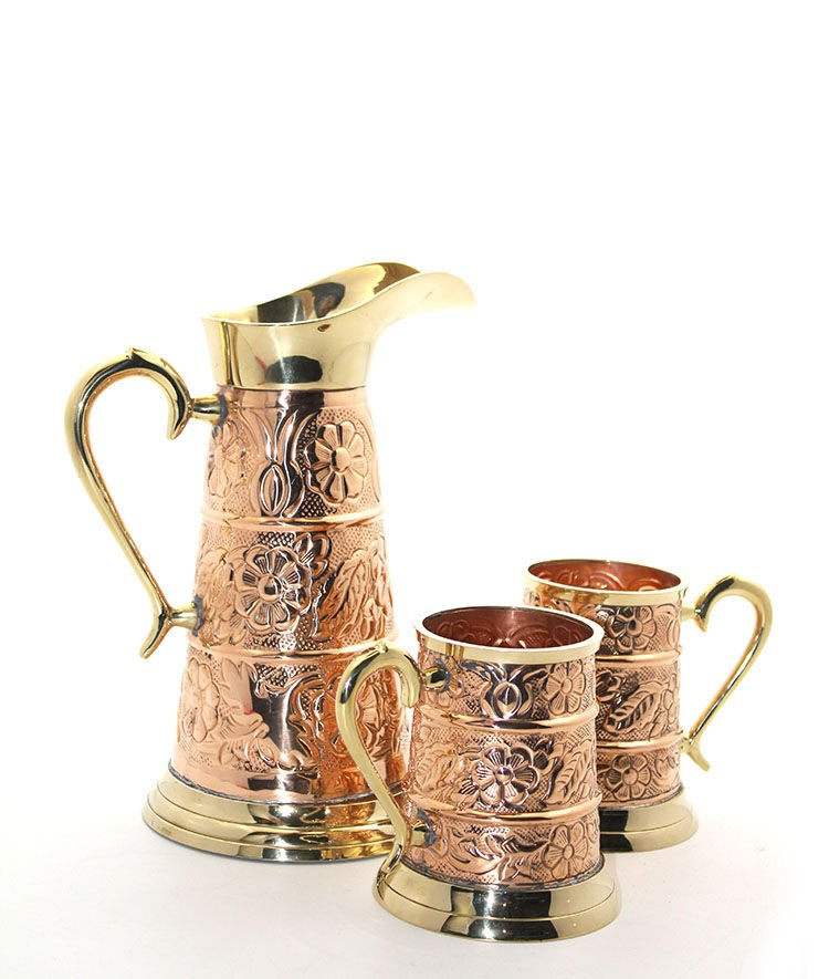 Pirinç 2 Bardaklı Sürahi Seti Şık Tasarımlı Fonksiyonel Ürün