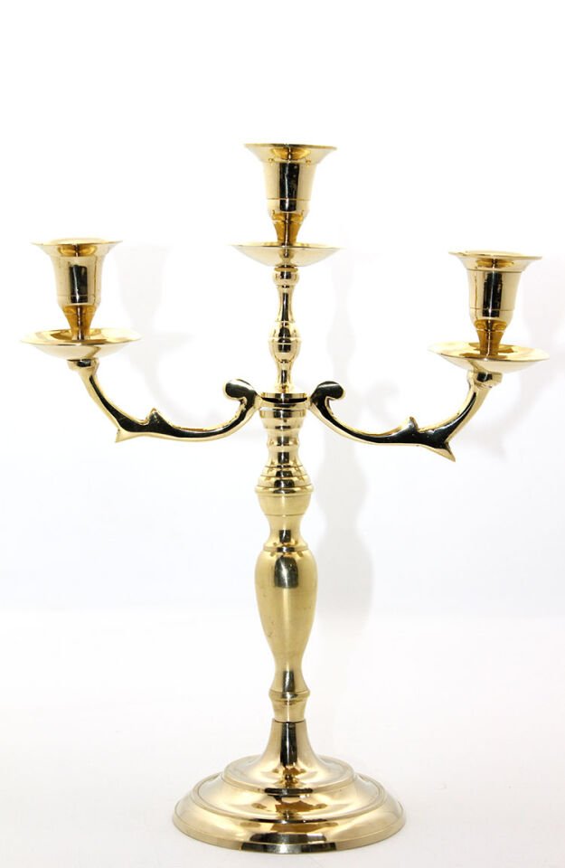 Pirinç 3'lü Şamdan Model 2 Şık Tasarımlı Fonksiyonel Ürün