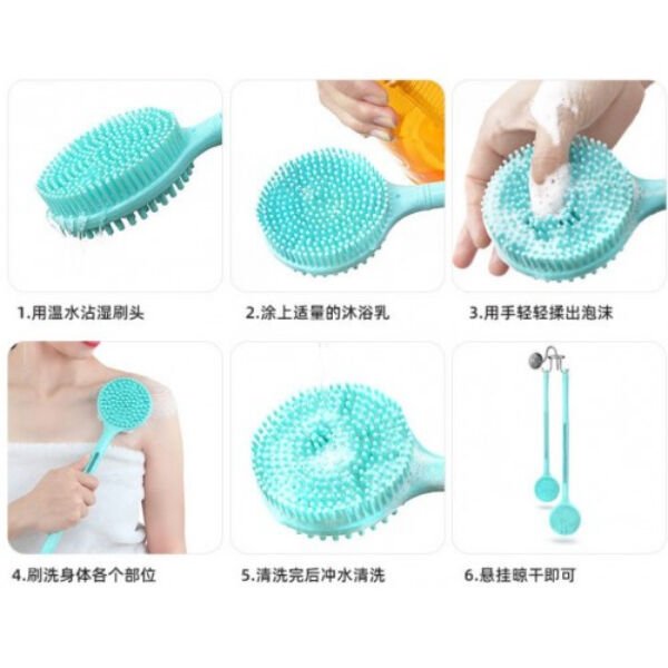 Çift Taraflı Silikon Uzun Saplı Banyo Fırçası Çok Fonksiyonel Ürün