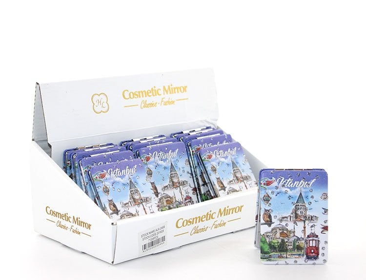 Taşlı İstanbul Tasarımı El Aynası İnce Model 24 Şık Tasarımlı Fonksiyonel Ürün