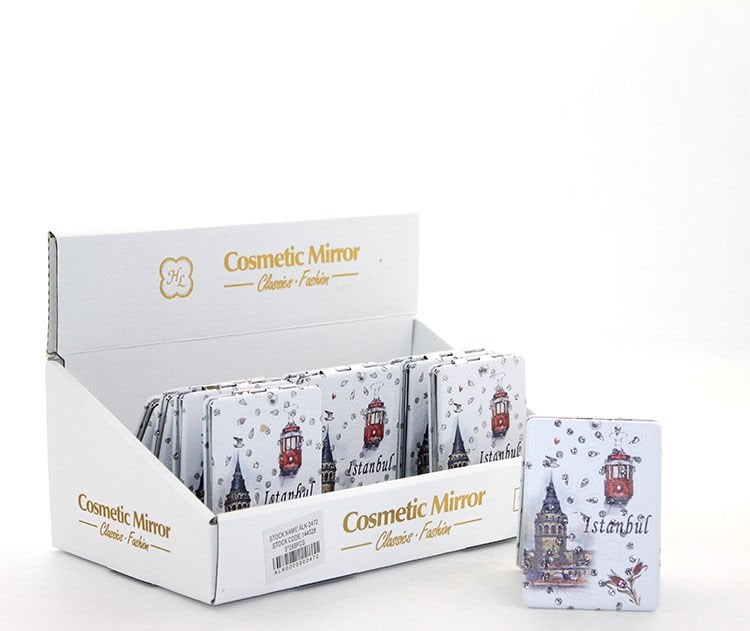 Taşlı İstanbul Tasarımı El Aynası İnce Model 9 Şık Tasarımlı Fonksiyonel Ürün