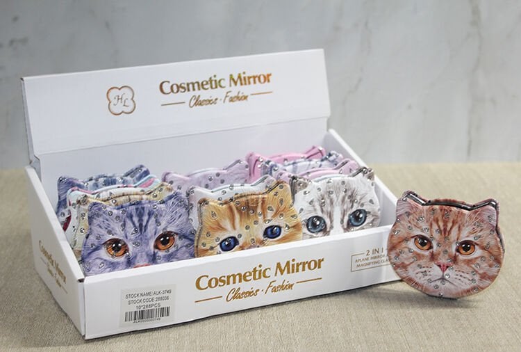 Taşlı Kedi El Aynası Şık Tasarımlı Fonksiyonel Ürün