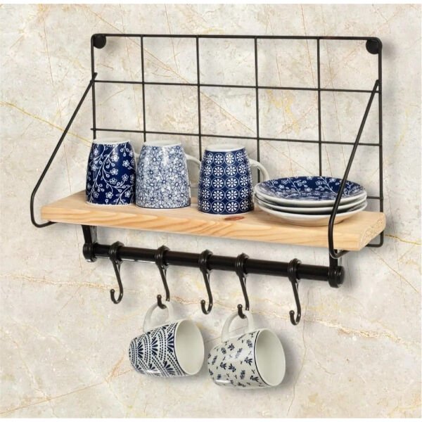 Metal Askılıklı Kahve Köşesi Rafı Şık Tasarımlı Fonksiyonel Ürün