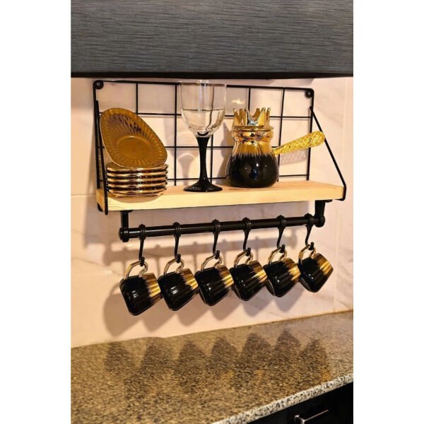 Metal Askılıklı Kahve Köşesi Rafı Şık Tasarımlı Fonksiyonel Ürün
