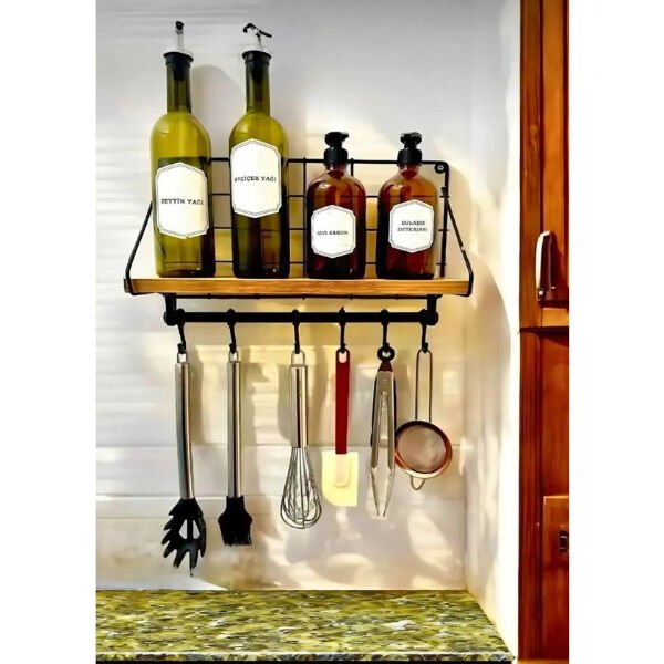 Metal Askılıklı Kahve Köşesi Rafı Şık Tasarımlı Fonksiyonel Ürün