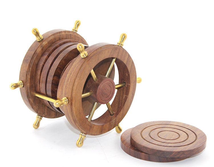 Pirinç Dümenli Ahşap Bardak Altı Şık Tasarımlı Fonksiyonel Ürün