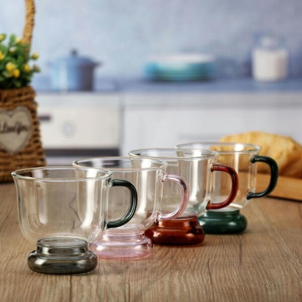 250 ml Renkli Cam Bardak Şık Tasarımlı Fonksiyonel Ürün