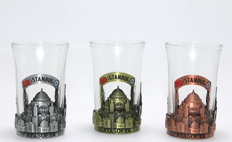 Tekli Metal Cam Bardaklı Shot Bardak Şık Tasarımlı Fonksiyonel Ürün