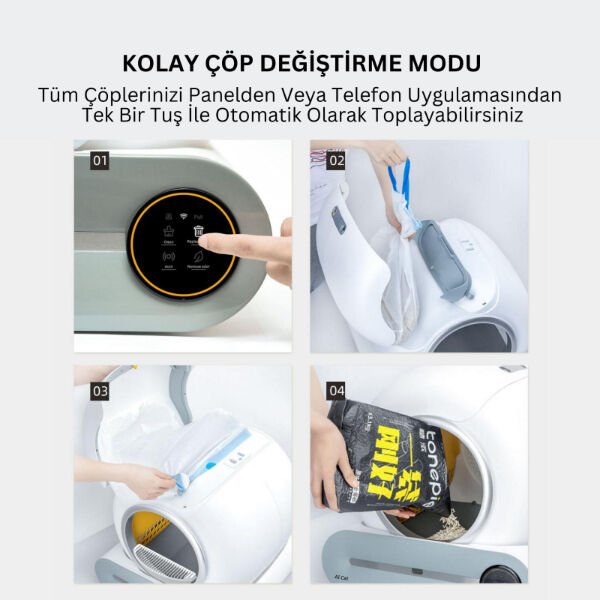 Akıllı Otomatik Kedi Tuvaleti Şık Tasarımlı Fonksiyonel Ürün