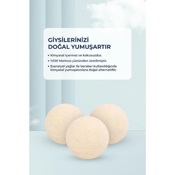 3'lü Yün Kurutma Topu Seti Şık Tasarımlı Fonksiyonel Ürün