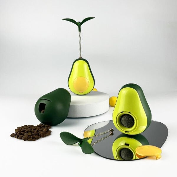 Avokado Şeklinde Kedi Naneli ve Mama Hazneli Kedi Oyuncağı Şık Tasarımlı Fonksiyonel Ürün