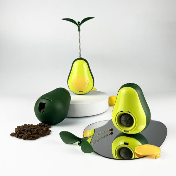 Avokado Şeklinde Kedi Naneli ve Mama Hazneli Kedi Oyuncağı Şık Tasarımlı Fonksiyonel Ürün