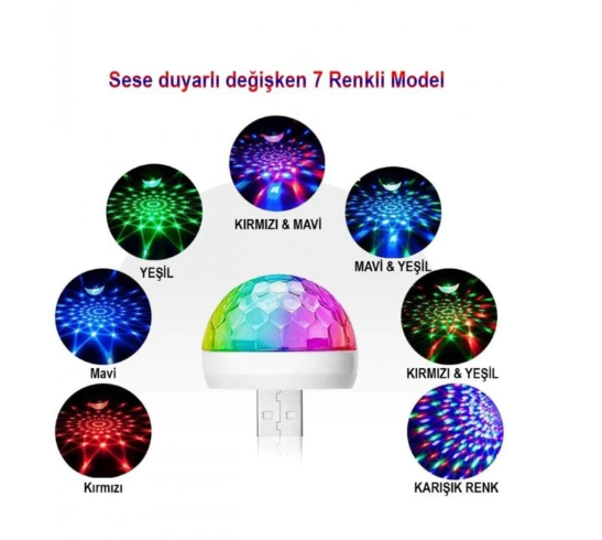 Usb Girişli Sese Duyarlı Disko Topu Şık Tasarımlı Fonksiyonel Ürün