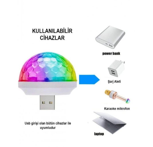 Usb Girişli Sese Duyarlı Disko Topu Şık Tasarımlı Fonksiyonel Ürün