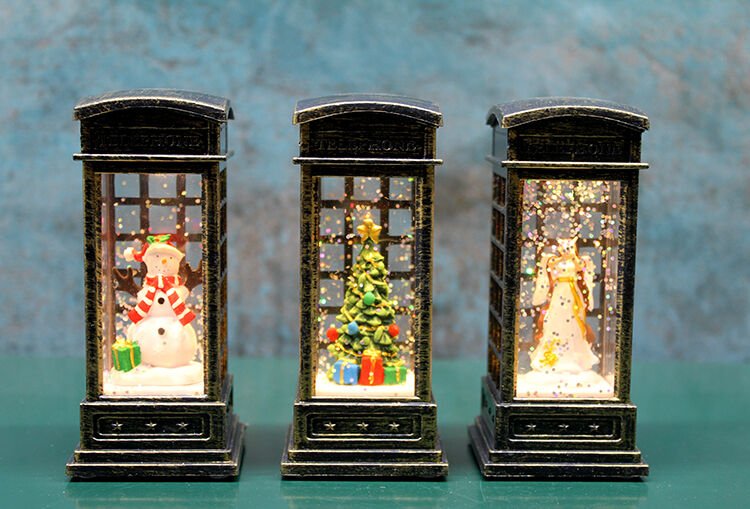 Telefon Kulübeli Işıklı Kar Küresi Siyah Tasarım Şık Tasarımlı Fonksiyonel Ürün