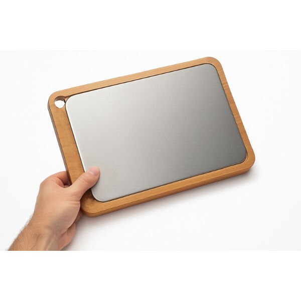 Ahşap Paslanmaz Çelik Kesim Ve Sunum Tahtası Şık Tasarımlı Fonksiyonel Ürün