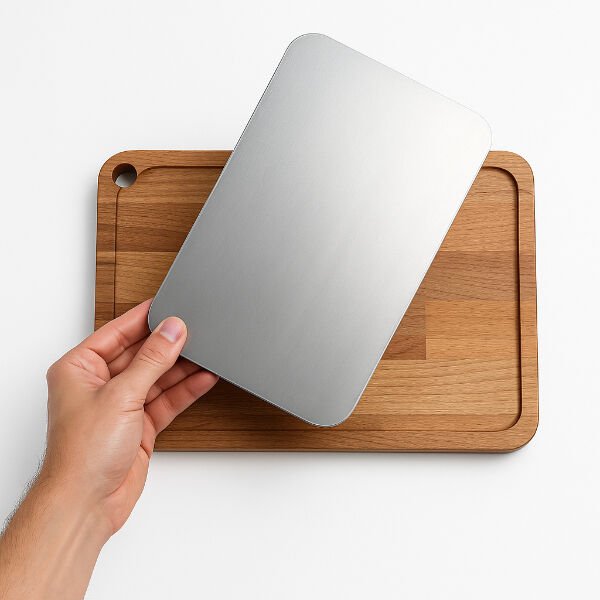 Ahşap Paslanmaz Çelik Kesim Ve Sunum Tahtası Şık Tasarımlı Fonksiyonel Ürün
