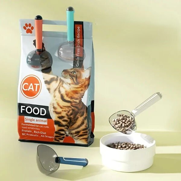 Klipsli Ölçekli Kedi Köpek Mama Küreği Şık Tasarımlı Fonksiyonel Ürün