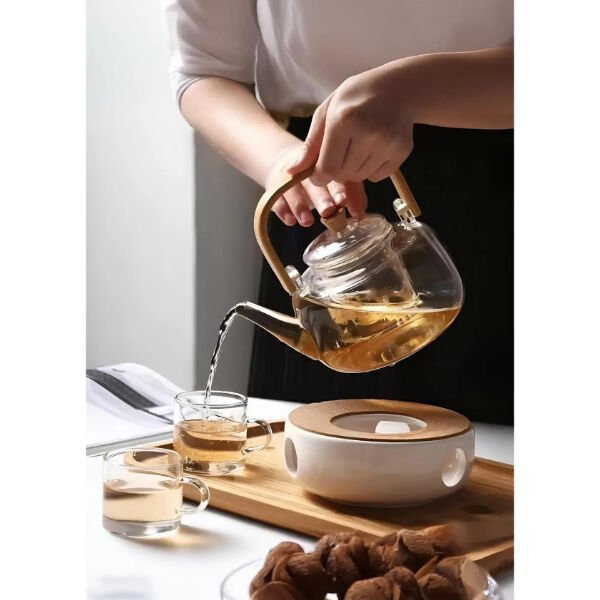 Ahşap Saplı Cam Filtreli Demlik Şık Tasarımlı Fonksiyonel Ürün