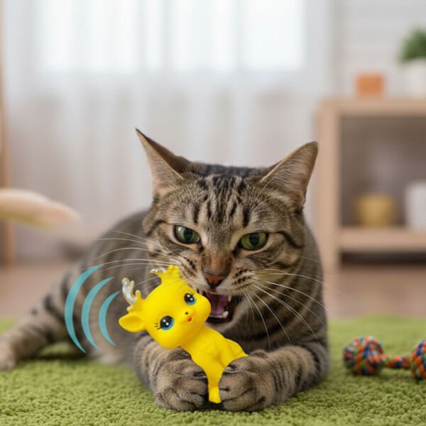 Evcil Hayvan Sesli Geyik Şeklinde Plastik Oyuncak Çok Fonksiyonel Ürün