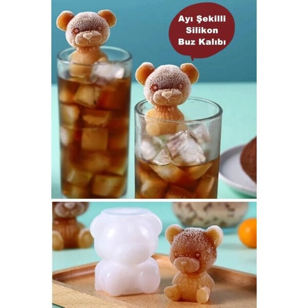 Ayı Şekilli Silikon Buz Kalıbı Şık Tasarımlı Fonksiyonel Ürün