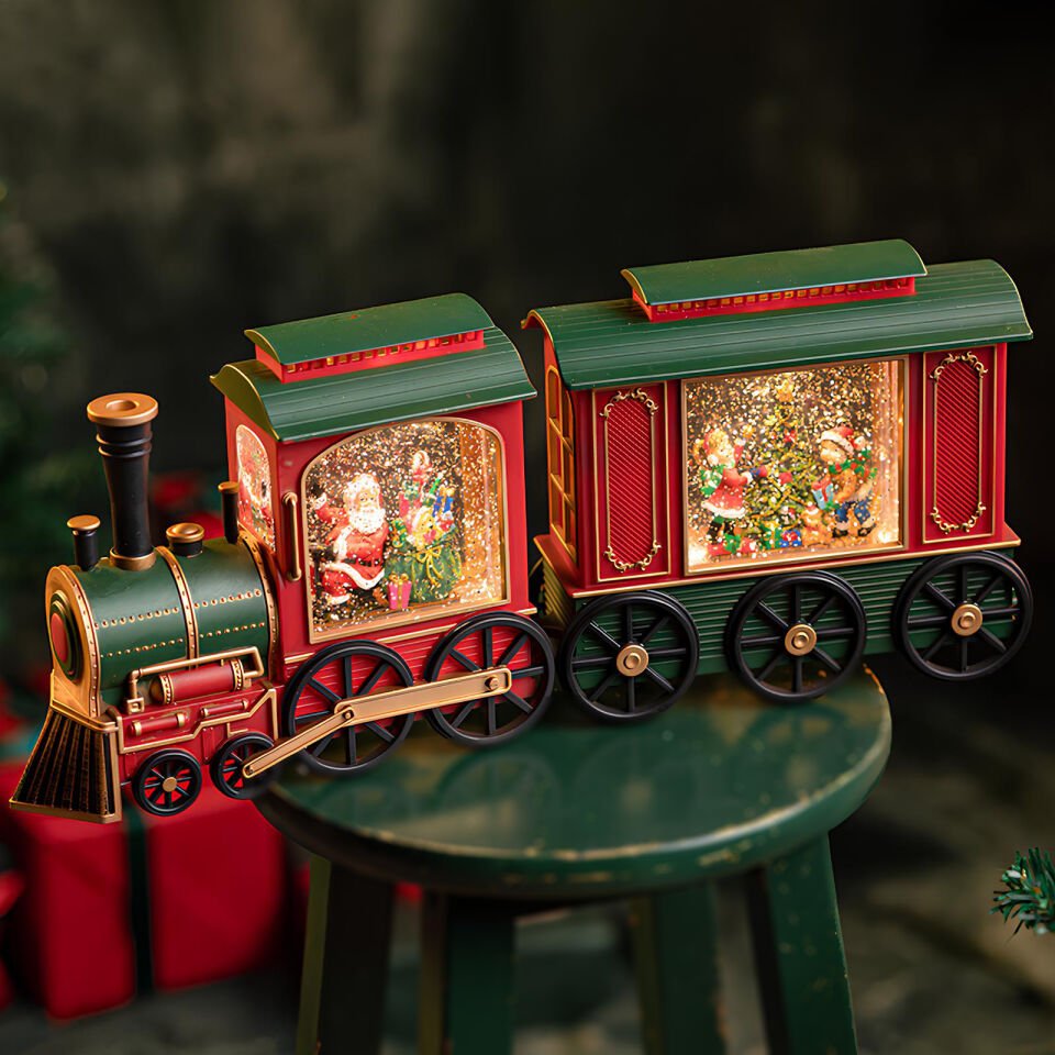 Yılbaşı Trenli Işıklı Müzikli Kar Küresi Şık Tasarımlı Fonksiyonel Ürün