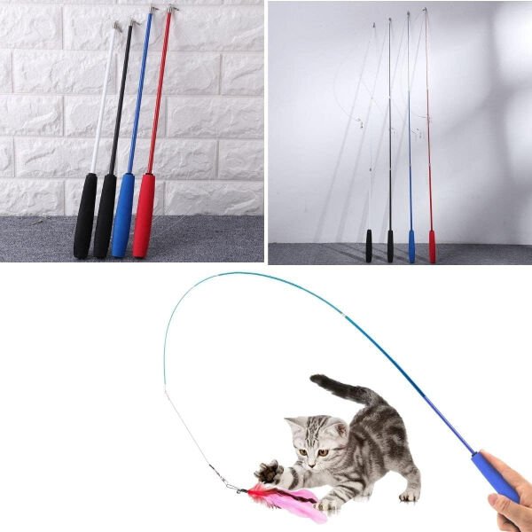 Teleskopik Zilli Ve Tüylü Kedi Oyuncağı Şık Tasarımlı Fonksiyonel Ürün