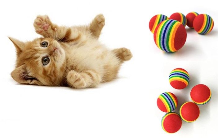 2 ADET GÖKKUŞAĞI RENKLI KEDI KÖPEK OYUN TOPU Şık Tasarımlı Fonksiyonel Ürün
