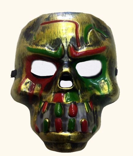 Kırmızı Kanlı Dişli Dracula Kafatası Maskesi Altın Renk Şık Tasarımlı Fonksiyonel Ürün