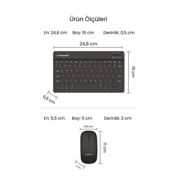 Siyah Kablosuz Klavye Ve Mouse Seti Çok Fonksiyonel Ürün