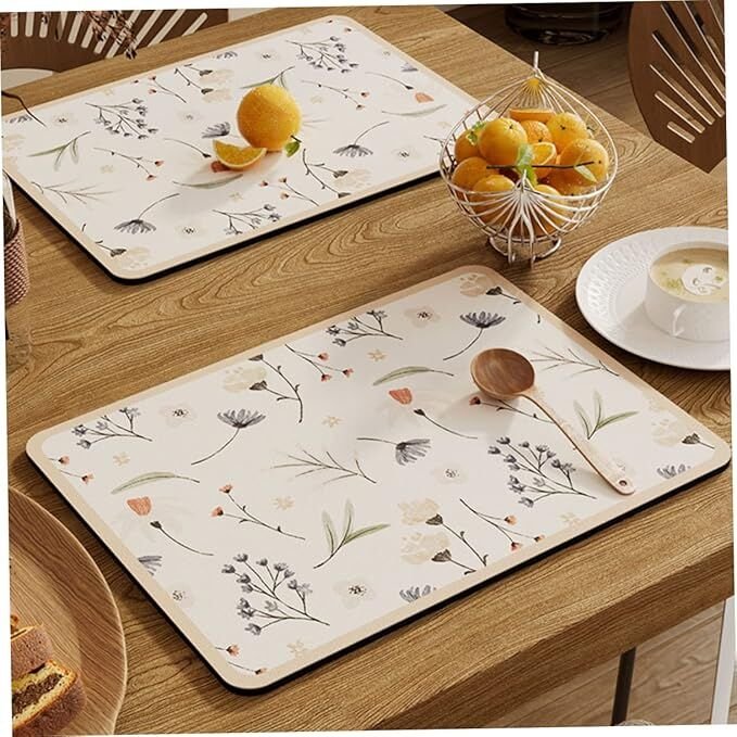 Çiçekli Kaymaz Servis Matı Şık Tasarımlı Fonksiyonel Ürün