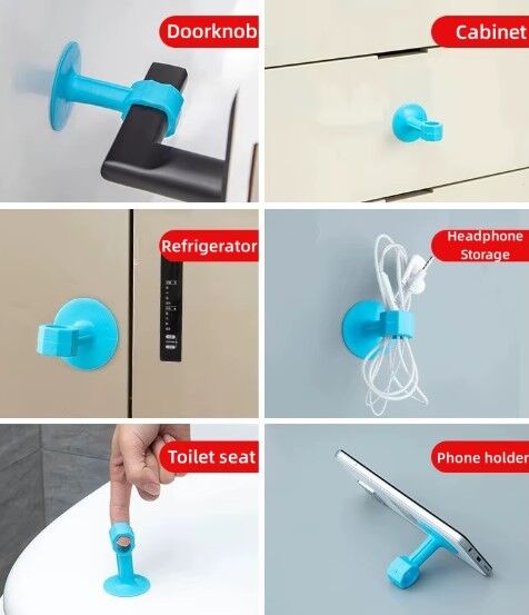 Renkli Vantuzlu Geçmeli Kapı Kolu Stoper 4lü Set Şık Tasarımlı Fonksiyonel Ürün