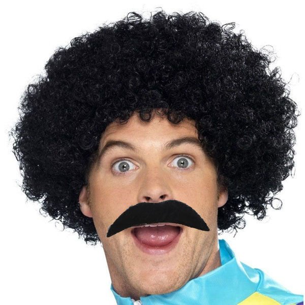Siyah Scouser Erkek Kısa Peruk ve Bıyık Seti Şık Tasarımlı Fonksiyonel Ürün
